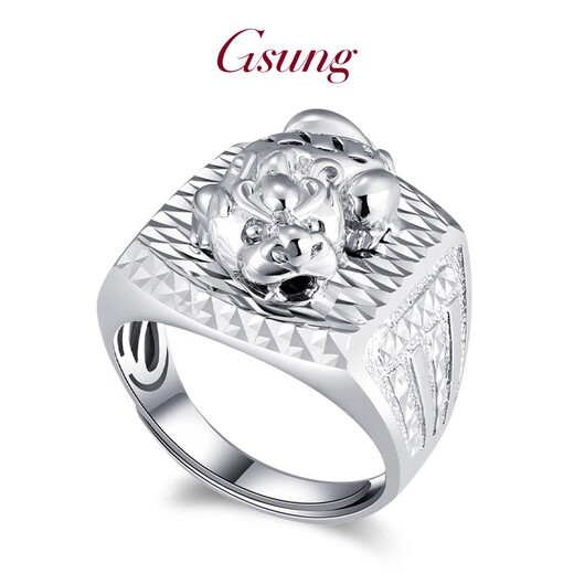 GsunG platinum PT950 ring, elegant men's Pixiu men's ring, platinum live mouth Pixiu ring, pt950 ring, about 23 grams
