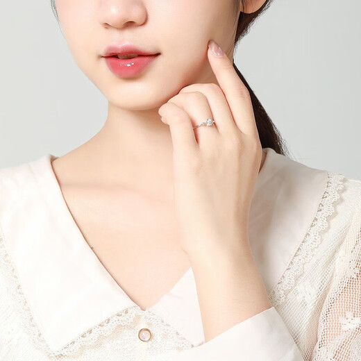 Mengjinyuan Platinum Ring PT950 Love Daisy Ring Platinum Open Finger Ring for Girlfriend, About 1.6g