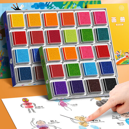 Peinture de doigt de couleur inverse pigment avec une plaque d'impression à empreinte à main multi-couleurs