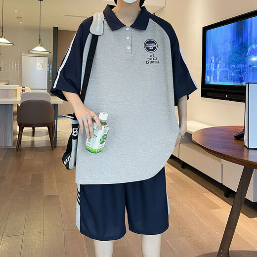 
Jianfang big children's clothing for men aged 12 to 15 years old short-sleeved middle school students T-shirt for summer POLO shirt suit for boys 12-15 years old 5012 green short-sleeved + shorts 10XL m 70-100Jin [Jin equals 0.5 kg]
