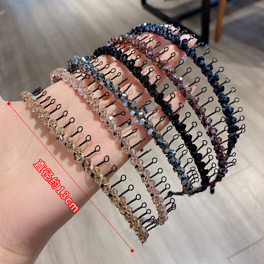 LEMIAO LEMIAO Light luxury rhinestone toothed anti-slip hairband bangs broken hair artifact versatile headband hairpin princess style champagne color A05-302