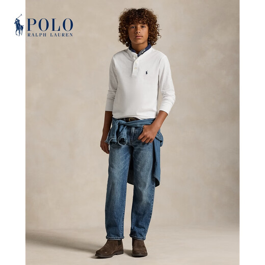 Polo Ralph Lauren 拉夫劳伦 男童 经典款棉质平纹针织亨利衫RL41762 100-白色 90 (2)