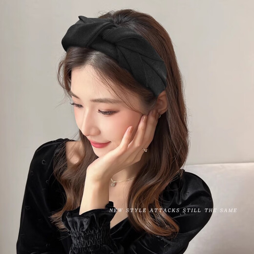 晚瑶高级感高颅顶发箍女网红2025新款发带洗脸头箍女款宽边压发卡头饰 黑色【打结发箍】