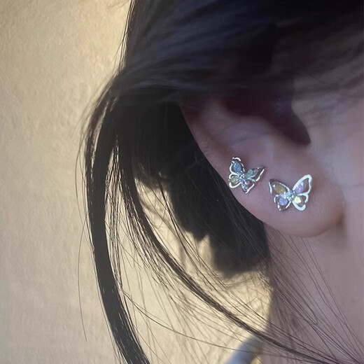 Juvia Pure Silver 999 Pure Silver Butterfly Earrings Women's Ear Bone Nails Premium Earrings Exquisite and Small for Ear Holes and Not Easy to Allergy Butterfly Earrings Pure Silver 999 One Pair