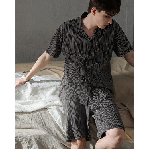 同语【凉感棉】情侣睡衣夏季纯棉短袖家居服一男一女夏天休闲套装礼物 男款Z1349【100棉】宜28℃~35℃ M 160女