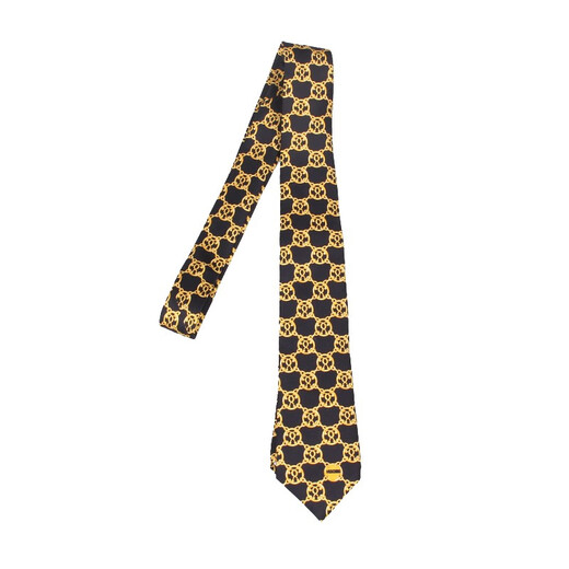 MOSCHINO men's silk yellow double question mark pattern tie 55062 M55558 001 black