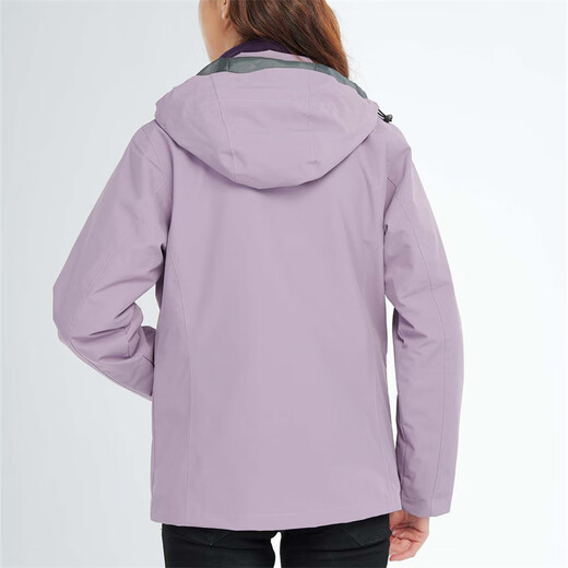 Simboo jacket for men, thickened three-in-one windproof and warm coat plus velvet removable mountaineering and skiing outdoor clothes 12805 purple-women XL