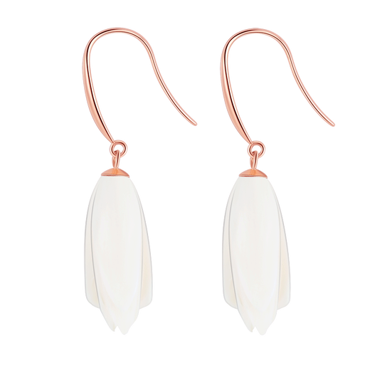Lescreation Lisa jewelry crafts 18K gold natural mammoth ivory fossil magnolia simple and versatile earrings 18K gold mammoth ivory magnolia earrings