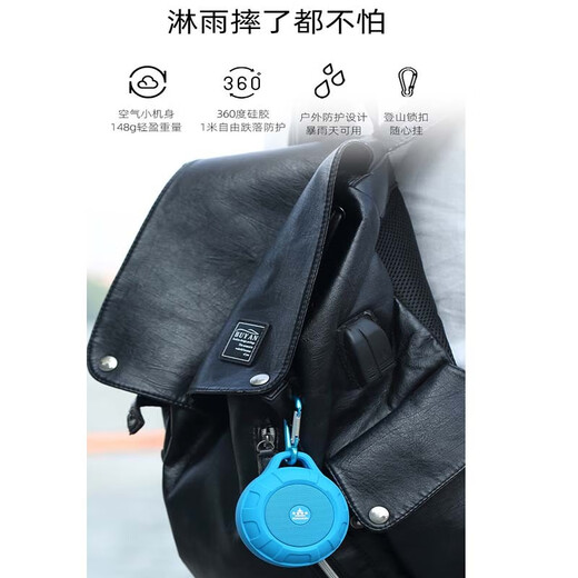 ROYQUEEN T350 Bluetooth speaker, portable, plug-in card, mini computer, mobile phone, wireless subwoofer, outdoor sports portable small speaker, Charming Black [Data Cable + Audio Cable + Hook + Instruction Manual]