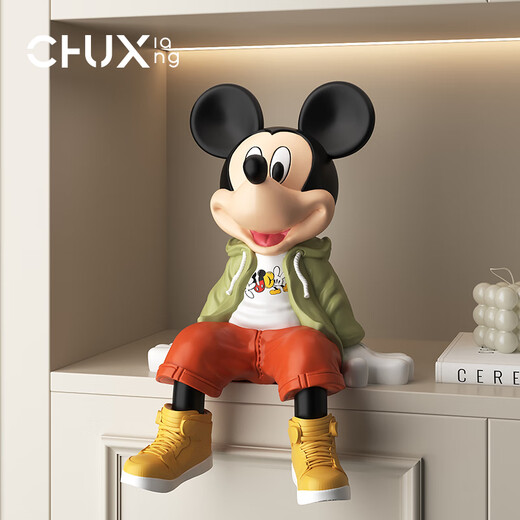 Chuxiang Adornos de Mickey modernos y geniales Sala de estar Mueble de TV Escritorio de oficina Adornos creativos de dibujos animados Inauguración de una nueva decoración para el hogar Adornos de Mickey sentados modernos y frescos 30 cm de alto