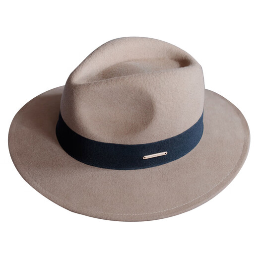 Tochino autumn and winter new fashion wool woolen hat women's British retro wide-brimmed men's hat French camel black courtesy camel coffee belt large size L (58-60cm)