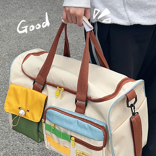 Xingxi large-capacity short-distance travel bag business trip diagonal handbag women's storage bag lightweight outing luggage bag fitness and maternity travel bag contrasting color