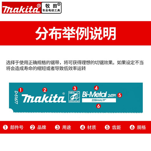 
Makita (MAKITA) reciprocating saw blade electric saber saw blade metal lengthening woodworking aluminum thick toothed fine toothed cable used for scrap car cold metal [five-plied package] B-16782