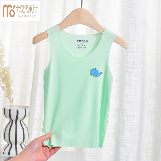 Modal Children's Modal Vest Seamless Children's Baby Bottoming Underwear Summer Thin Sleeveless Ice Silk Suspenders for Boys and Girls Light Green (Little Whale) 160 (recommended height is about 135cm)