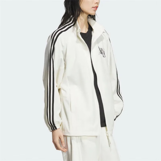 Adidas Clover Coat Frauen Frühling 2025 Neue lose Casual Sportswear Stand Halsband Wobdes Windschutzjacke auf JI9768 Han Yu White M.