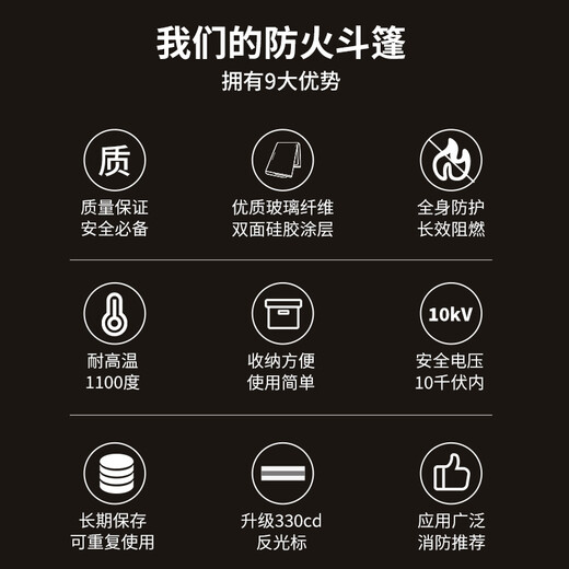 Giant wood fireproof cape, emergency escape fire blanket, kitchen household gas mask matching silicone fire blanket