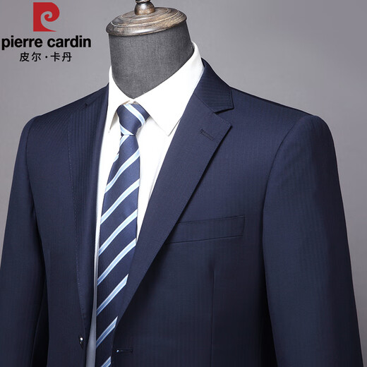 Pierre Cardin high-end worsted wool suit men's suit business slim formal suit jacket straight casual trousers two-piece set 7002 Navy Blue
