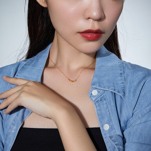Saturday Fortune (ZLF) 18K gold necklace women's sugar cube transfer set chain color gold necklace yellow - chain length 40+5cm (adjustable)