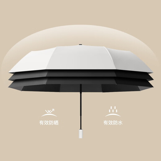 MAYDU Fully Automatic Sun Umbrella Women's Tri-fold Parasol Black Vinyl Sun Protection UV Sun Protection Umbrella Dual-Purpose Folding Umbrella Haze Blue