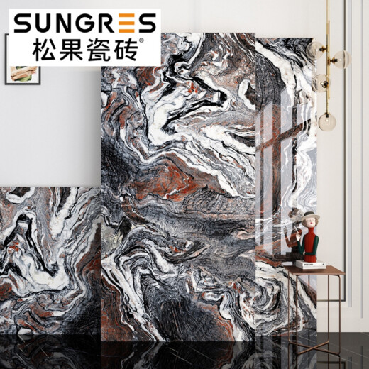 松果现代简约深灰色奢石客厅地砖大理石瓷砖卫生间厨房墙砖600 1200 S12803  600*1200MM
