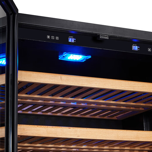 Vinocave double-door wine cabinet, constant temperature wine cabinet, moisturizing, large-capacity, double-door, embedded, dual-temperature, dual-control, multi-functional ice bar for home living room, ultra-thin model, customizable, fully equipped with red wine, dual temperature and dual control, 269 bottles