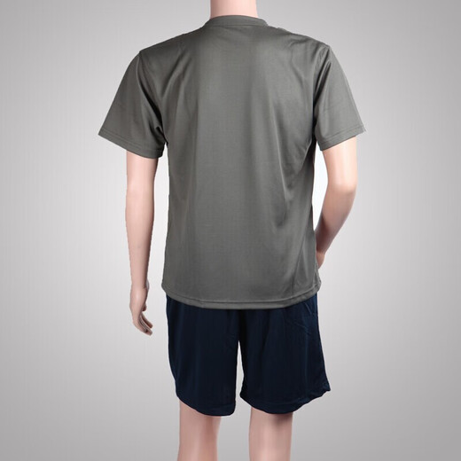 
Jihua 3501 Summer Physical Suit Men's Short-sleeved T-shirt Physical Training Quick-Drying Suit Workwear Physical Suit Short-sleeved Suit Gray Short-sleeved Single Top 180-185/92-96