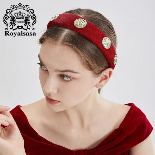 Royal sasa Royal salsa New Year Chinese red cloth wide style hairband does not jam the head, comfortable temperament hairpin zodiac year hair accessories