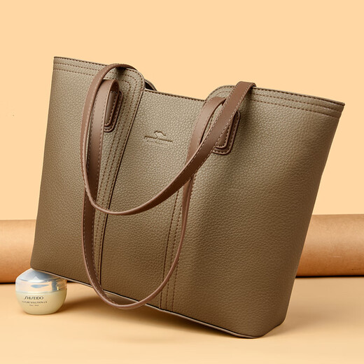 Kangaroo Birthday Genuine Leather Women's Bag 2025 New Large Capacity for Mom Fashionable Shoulder Crossbody Large Bag Soft Leather Tote Bag Khaki (Gift Box + Hand Bag Card Bag) Large Bag (Length 33-Thickness 11-Height 28 cm)