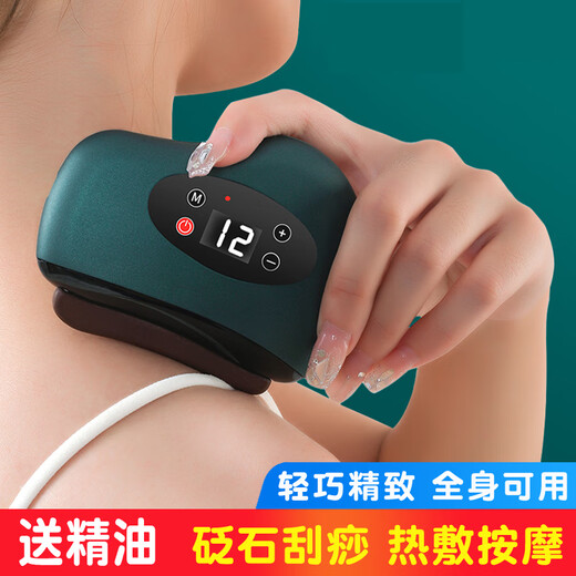 Silent Elephant Electric Gua Sha Board Black and Red Bianstone Heated Vibration Beauty Face Slimming Artifact Neck Leg Whole Body Universal Scraping Instrument 9-level Red Bianstone Green
