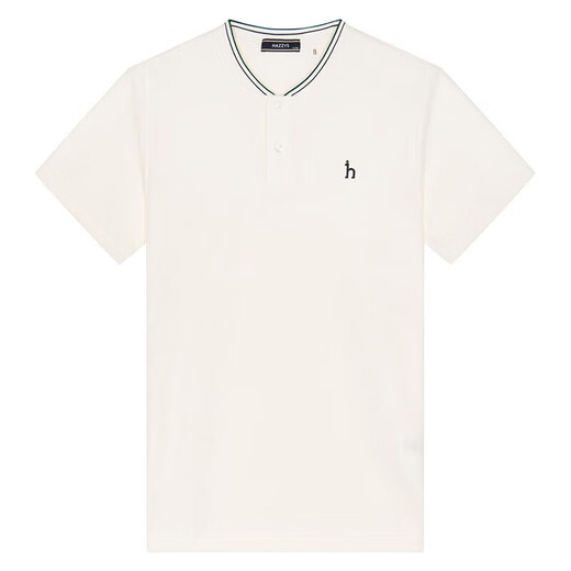 80% new HAZZYS men's summer solid color Henry collar casual short-sleeved polo shirt for men ASTZE03BE83