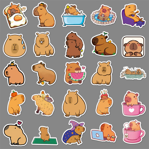 100 Bilder von Kapibala niedliche Handaufkleber Buddhist Capybar Mini kleines Muster Diy Phone Hülle Schaffer Water Cup Tablette Aufkleber handgefertigt selbst klebendes wasserdichte Dekoration 100 Bilder von Capybara-701+1047xh 4-5cm