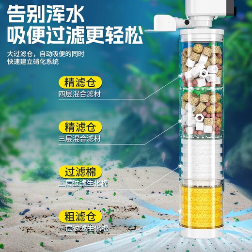 Crazy aquatic plant fish toilet fish tank feces separator filter three-in-one fish circulating pump submersible oxygenation and water purification built-in 20w upgraded water pump with duck bilge suitable for 40-60cm fish tank