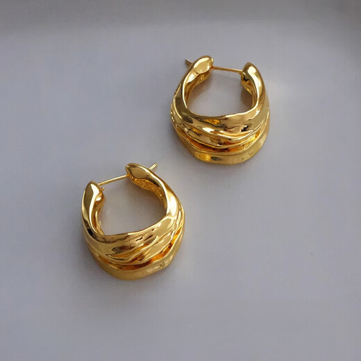 Fat Donglai's same style DL 199818k gold European and American style French retro women's 2024 new ring earrings gold feeling 18K gold plated