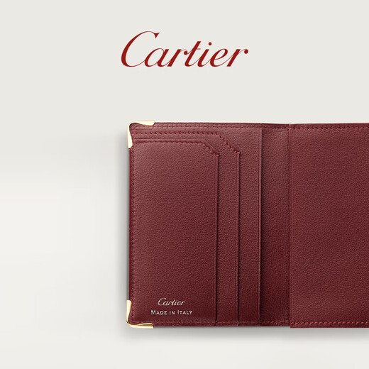 Cartier Must Series Credit Card Business Card Holder Calfskin Double C Logo Card Holder Black, Stainless Steel Decoration