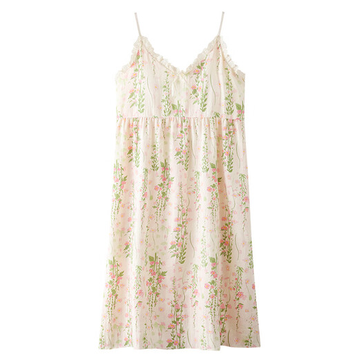 Modal Cloud Cotton Suspender Nachthemd für Frauen mit Brustpolster sexy reine und sexy Pyjamas für Frauen Sommer gestreift gedruckt zu Hause Kleidung QM6622 XL