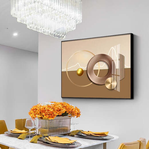 Villa electric meter box hydraulic decorative painting modern simple horizontal version restaurant weak current box hanging painting abstract art living room mural abstract art 12596-2 mirror crystal porcelain 100*80 cover size 84*73 black