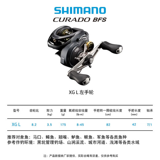SHIMANO Shimano's new CURADO BFS Curado water droplet wheel micro-object wheel magnetic brake imported fish wheel XG LEFT (left hand) 8.2 speed ratio