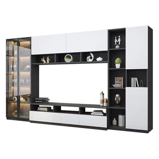Youershi 2025 Neues TV -Schrank TV -Hintergrund Wall Neue Kombination Set von Hochschrank Wohnzimmer Leicht Luxusweinschrank Bücherregal mit Glas A02 Länge 2575*32/40*200