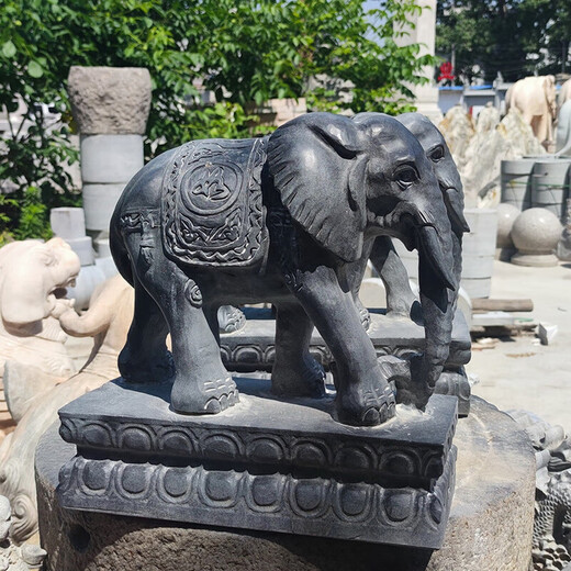 Stone carving elephant white marble small elephant carving bluestone courtyard door stone elephant natural stone household ornaments drawings deposit 3