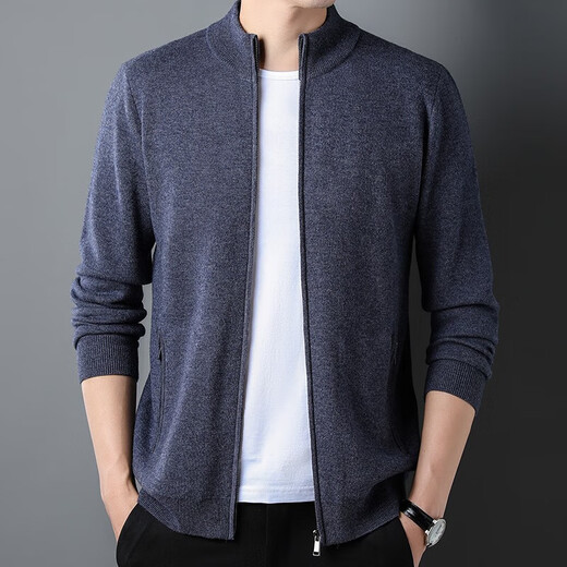 NOSSKISS men's brand pure wool cardigan men's autumn and winter stand-up collar zipper sweater casual knitted jacket black XL 180 suitable for 150-165 Jin Jin equals 0.5 kg