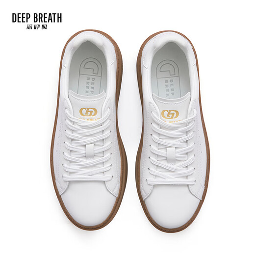 Tiefe Atemzug Tief Atem Frauenschuhe, vielseitige Kuhwahnsinnsschuhe, goldplattierte Logo Schnüre-up-Freizeitschuhe AX12121 Weiß 35