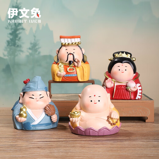伊文兔（THE RABBIT IVEN）福气小神仙摆件国潮办公室摆件乔迁之喜搬家礼物生日礼物伴手礼 福气小神仙6个组合+礼袋