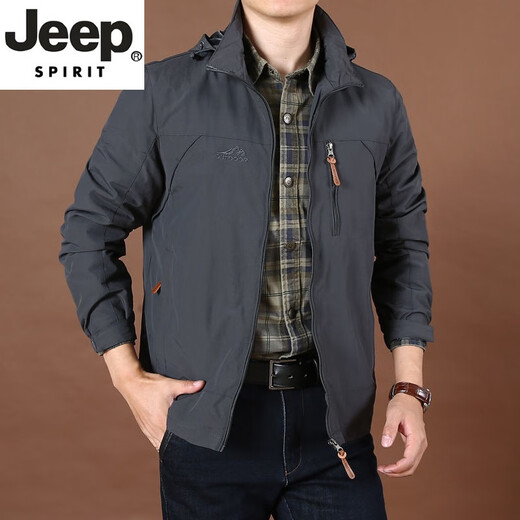 JEEP SPIRIT high-end autumn and winter new plus velvet jacket men's waterproof breathable assault top middle-aged large size cotton coat jacket for men 8818 military green plus-velvet L