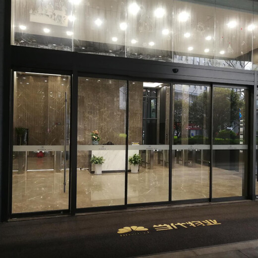 广州自动感应门玻璃平移门定制 从化自动电机电动平移门厂家 军绿色