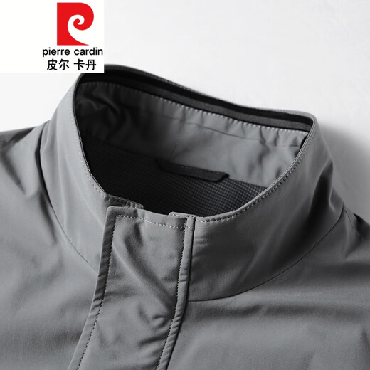 皮尔卡丹（pierre cardin）轻薄立领茄克男2023春秋新款上衣中青年商务休闲风衣外套 KD9207蓝色 M