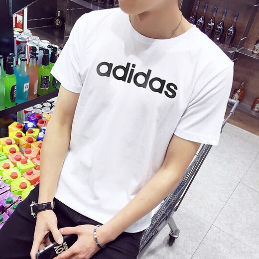Adidas (adidas) short-sleeved men's spring new neo sports half-sleeved fashion trend casual breathable round neck short-sleeved T-shirt GP4885/white XS