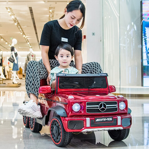 Ant Road Big G Children's Electric Car Vierräder mit vier Rädern Doppelpersonen-Fernbedienung Spielzeugauto, Erwachsene und Kinderspielzeugauto fahren, oberhalb schwarz: Sechsradantrieb + großer Batterie + Weichrad + Ledersitz