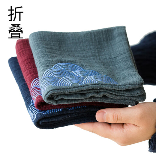 Xiangye thickened cotton and linen absorbent tea towel, retro Chinese style fabric tea table rag, Chinese embroidery large tea cloth Kung Fu embroidered red plum tea towel three packs