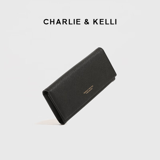 CHARLIE & KELLI长款钱包女士多卡位手拿包卡包零钱包送女友生日礼物包包女 黑色【七夕实用礼物】