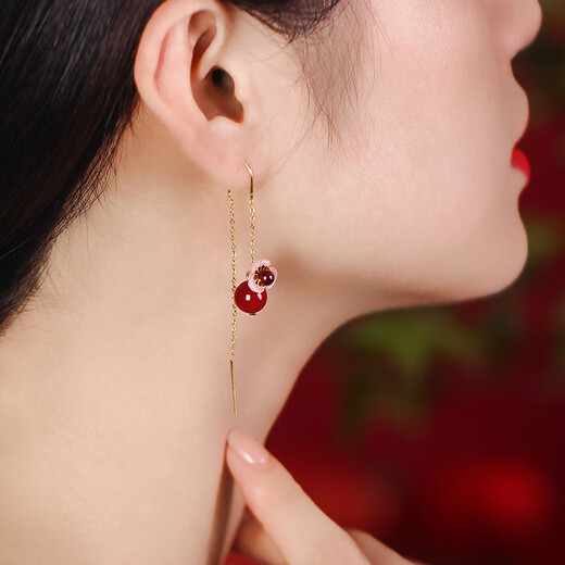 Phoenix Nirvana Red Agate Earrings Women's Tassel Earrings Niche Design Earrings High-end Ear Wire Jewelry Birthday Gifts for Women